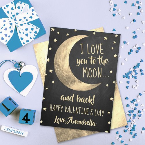 I Love You To The Moon  Back Valentines Day Holiday Card