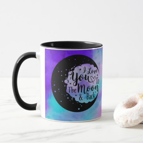 I love you to the moon  back  Watercolor Mug