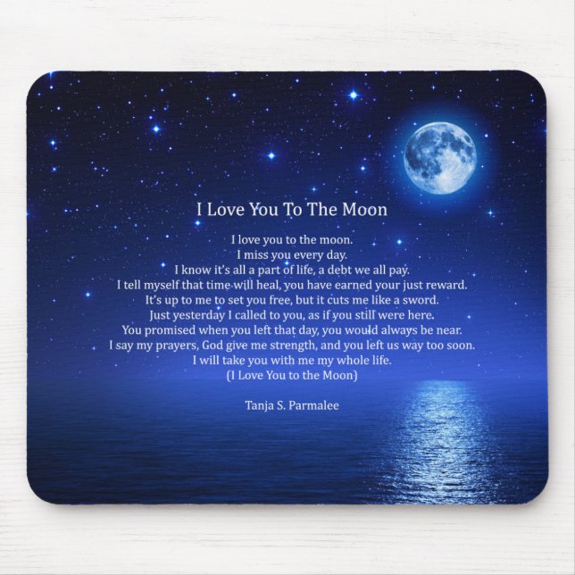 I Love You To The Moon Poetry Collector Mouse Pad (Front)
