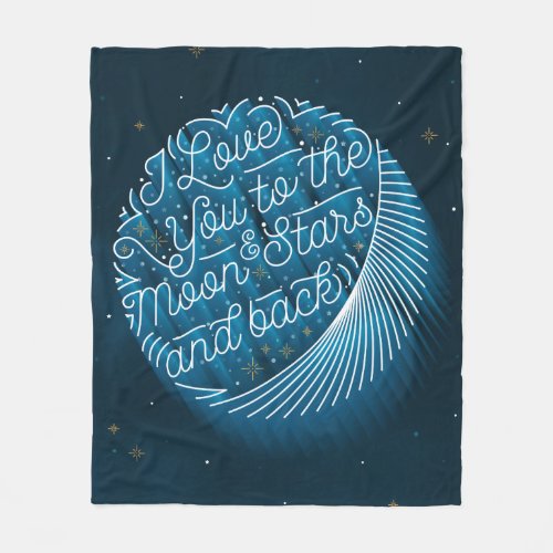 I Love You to the Moon  Stars Fleece Blanket med