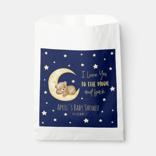 I Love You To The Moon Teddy Bear Baby Shower Favor Bag