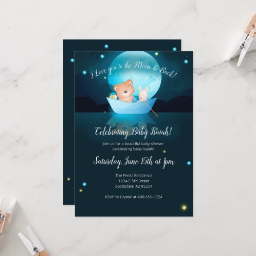 I love you to the mooon and back invitation