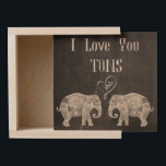 I LOVE YOU TONS/Elephant Art/Wedding Personalized Wooden Keepsake Box<br><div class="desc">I LOVE YOU TONS/Cute Sweet Elephant Art on Faux Chalkboard Wedding-Gift Bride's-Gift Groom's-Gift Bridal-Shower-Gift Housewarming-Gift Anniversary-Gift Valentine's-Day-Gift Birthday-Gift. Personalize it with couple's names/initials or bride/groom's name or any name or customize it if you'd like to change the font,  size & color of the text.</div>