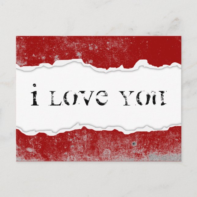 i love you torn paper postcard (Front)