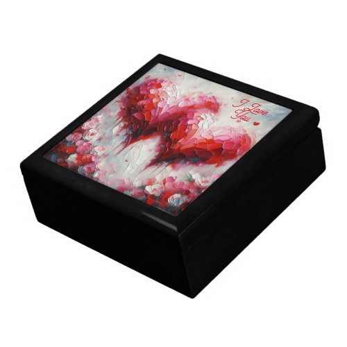 I Love You Two Abstract Hearts Painting Valentine Gift Box