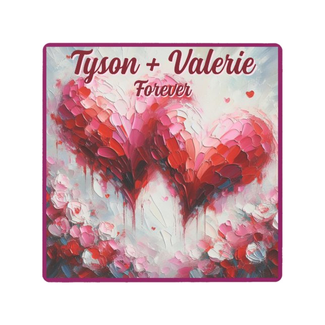 I Love You Two Abstract Hearts Personalized Metal Print (Front)