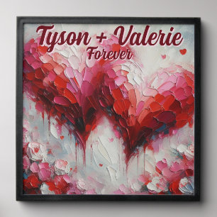 I Love You Two Abstract Hearts Personalized Peel And Stick Photo Tile