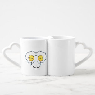 I love you two funny fried eggs on coffee mug set