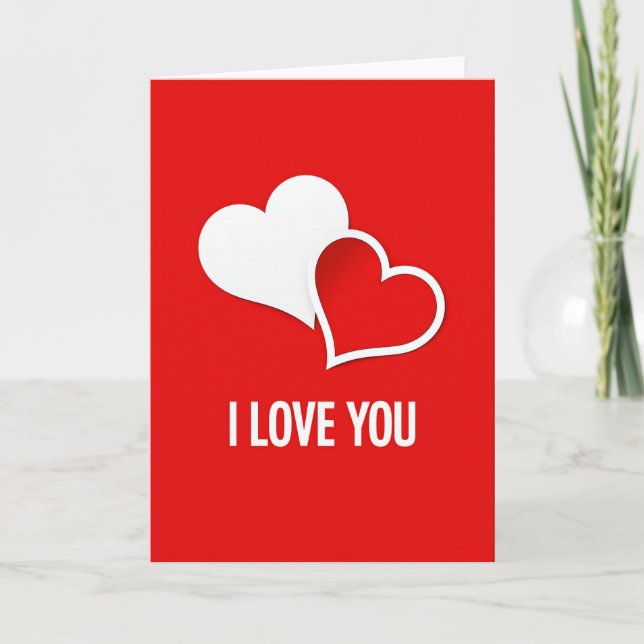 I Love You Two Hearts Romantic Card (Front)