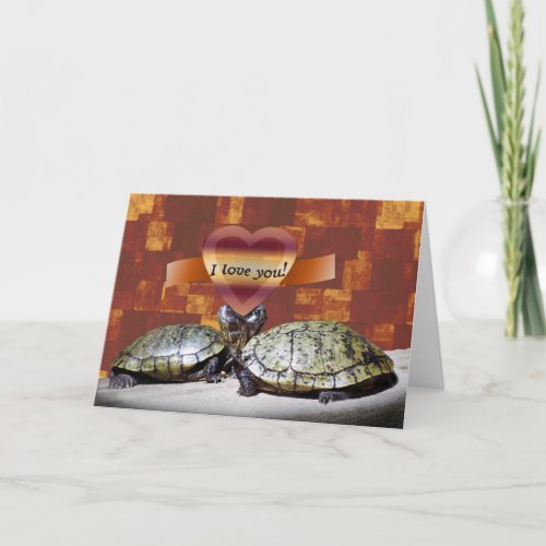 I Love You Two Turtles Form a Heart Card