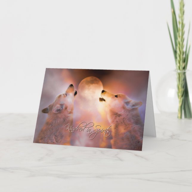 I Love You Two Wolves Soul Mates Card (Front)