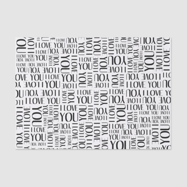 I Love You Typography Collage Tissue Paper (Front)