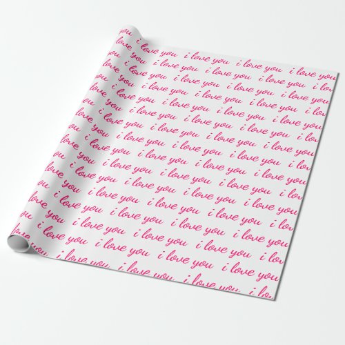 I Love You Typography Cursive Valentine Wrapping Paper