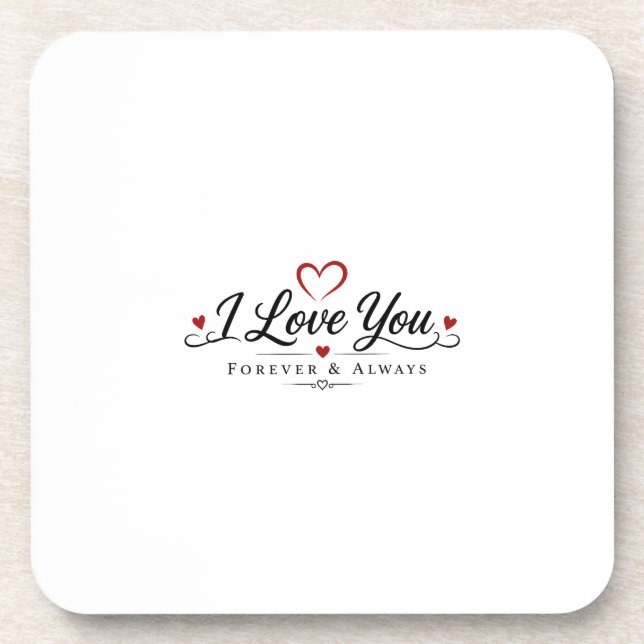 I Love You Typography Design Beverage Coaster (Front)