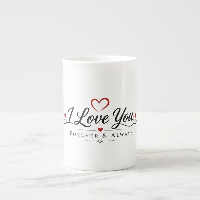 I Love You Typography Design Bone China Mug (Front)