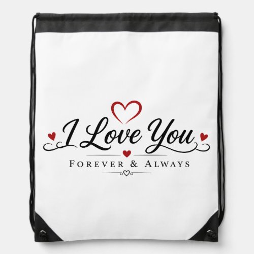 I Love You Typography Design Drawstring Bag