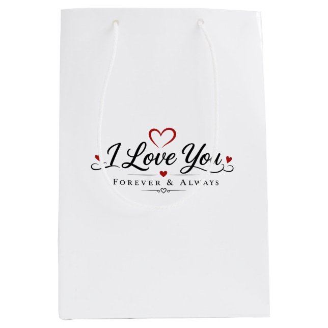I Love You Typography Design Medium Gift Bag (Front)