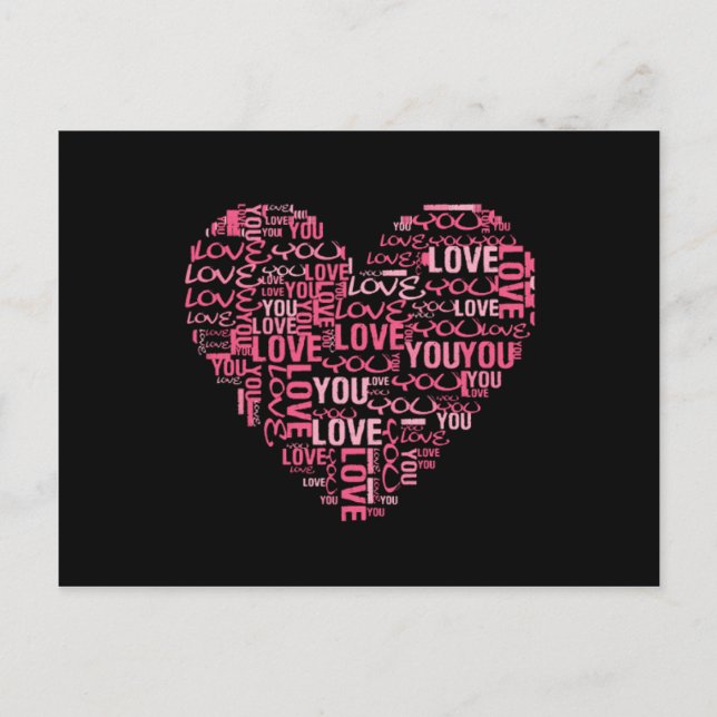 I Love You Typography Heart Valentine's Day Gift Holiday Postcard (Front)