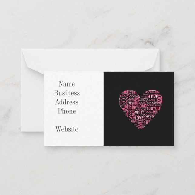 I Love You Typography Heart Valentine's Day Gift Note Card (Front)