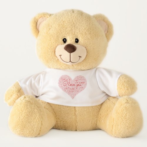 I Love You Typography Red Heart Valentines Day Teddy Bear