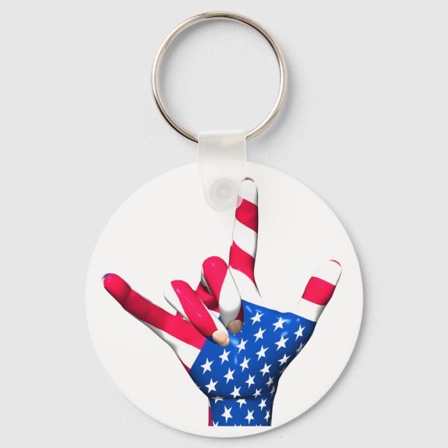 I Love You USA Flag Keychain (Front)