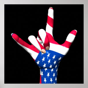 I Love You USA Flag Poster