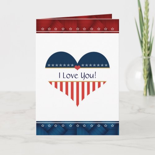 I Love You USA Patriotic Heart Blank Card