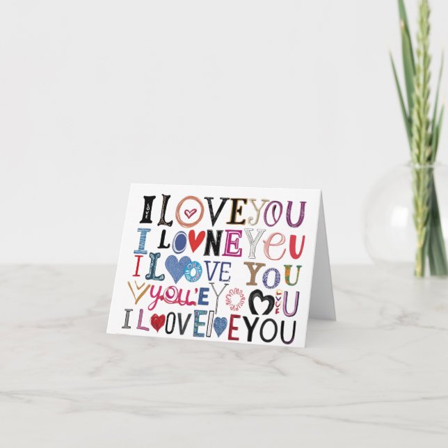 "I Love You" Valentine Artistic Folded Card  (Front)