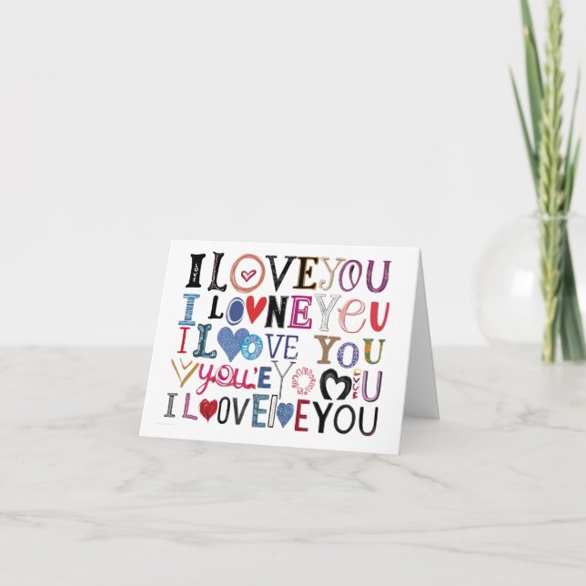 "I Love You" Valentine Artistic Folded Card  (Front)