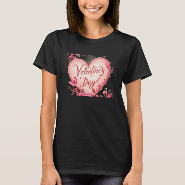 I Love You Valentine Black Short Sleeve T-Shirt (Front)