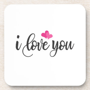 I Love You Valentine Calligraphy Coaster