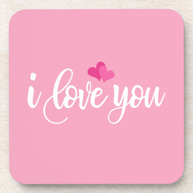 I Love You Valentine Calligraphy | Coaster (Front)