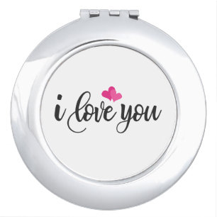 I Love You Valentine Calligraphy Compact Mirror