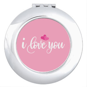 I Love You Valentine Calligraphy Compact Mirror