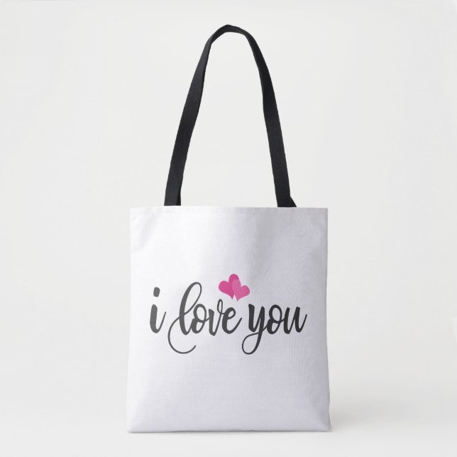 I Love You Valentine Calligraphy | Tote Bag (Front)