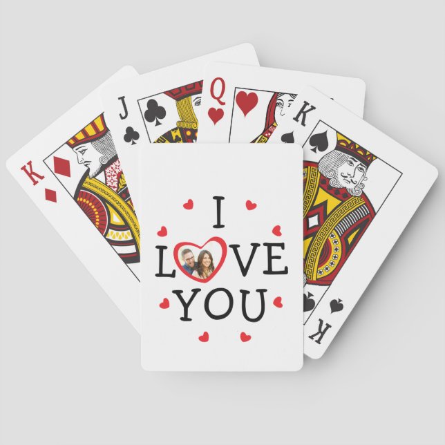 "I love you" Valentine custom photo Poker Cards (Back)