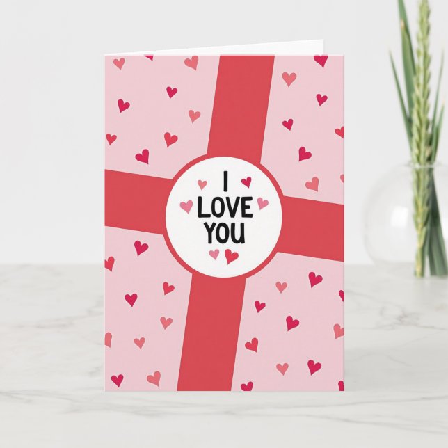 I Love You Valentine Hearts Card (Front)