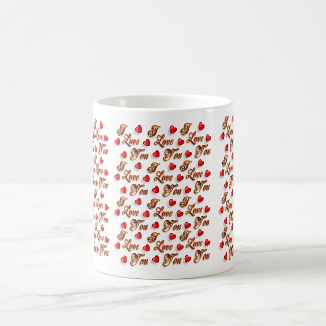I love you Valentine hearts mug, Coffee Mug (Center)
