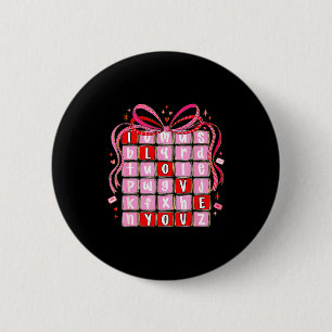 I Love You Valentine Kids Preppy Valentine's Day L Button