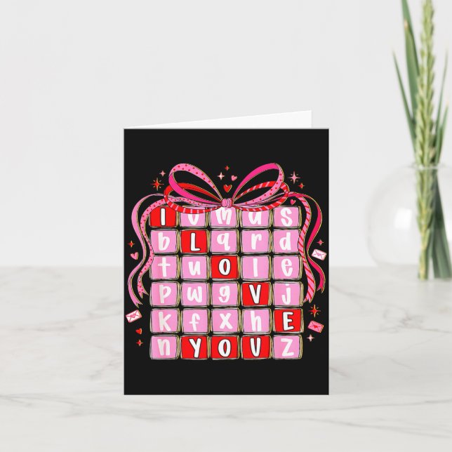I Love You Valentine Kids Preppy Valentine's Day L Card (Front)