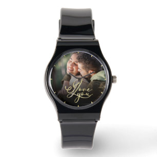 I love You Valentine’s Modern Photo Calligraphy Watch
