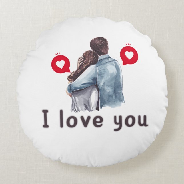 I love you valentine trending Ornament designs  Round Pillow (Front)