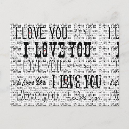 I LOVE YOU Valentine Wedding Save Date Postcard 2