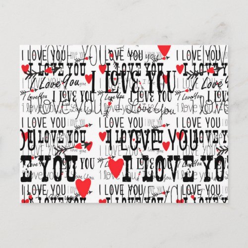 I LOVE YOU Valentine Wedding Save Date Postcard 3