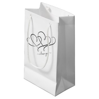 I Love You Valentine's Day Black And White Hearts Small Gift Bag by decor_de_vous at Zazzle