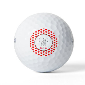 I Love You Valentines Day Couples Monogram Golf Balls