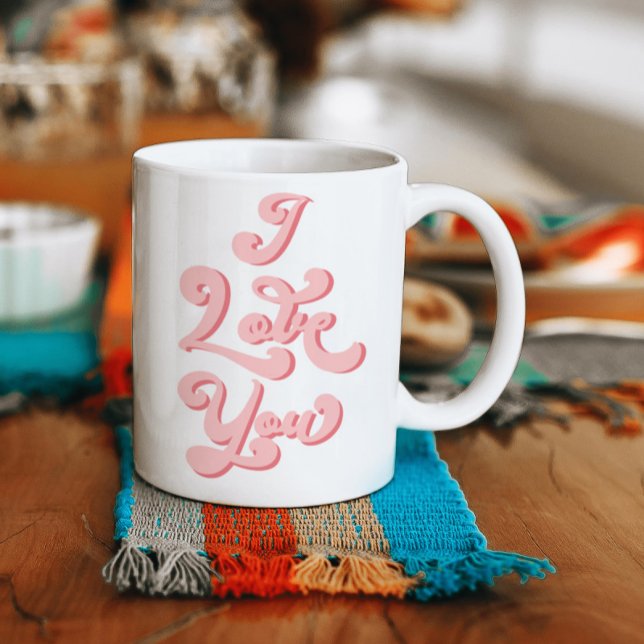 I Love You Valentine's Day Cup Retro Light Pink (Creator Uploaded)