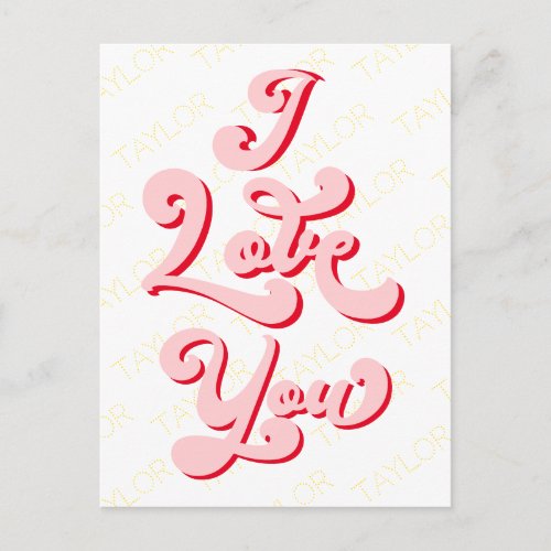 I Love You Valentines Day Cup Retro Light Pink Postcard