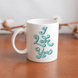 I Love You Valentine's Day Cup Retro Light Teal