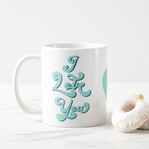 I Love You Valentines Day Cup Retro Light Teal